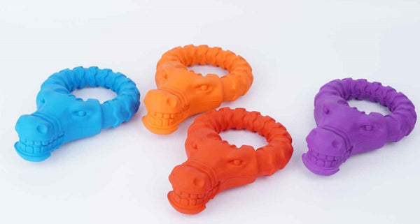 Amazon Hot Factory Directly Natural Rubber Audible Bull Circle Dog Chew Toy | Feisuo Pet