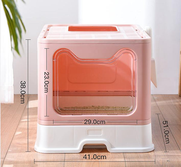 Ready Stock & Small Wholesale Foldable Fully Enclosed Cat Litter Box Easy Installation | Feisuo Pet