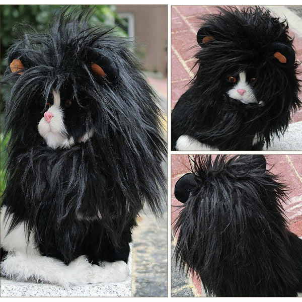 Ready Stock Wholesale Funny Pet Wig Black Lion Hairpiece | Feisuo Pet