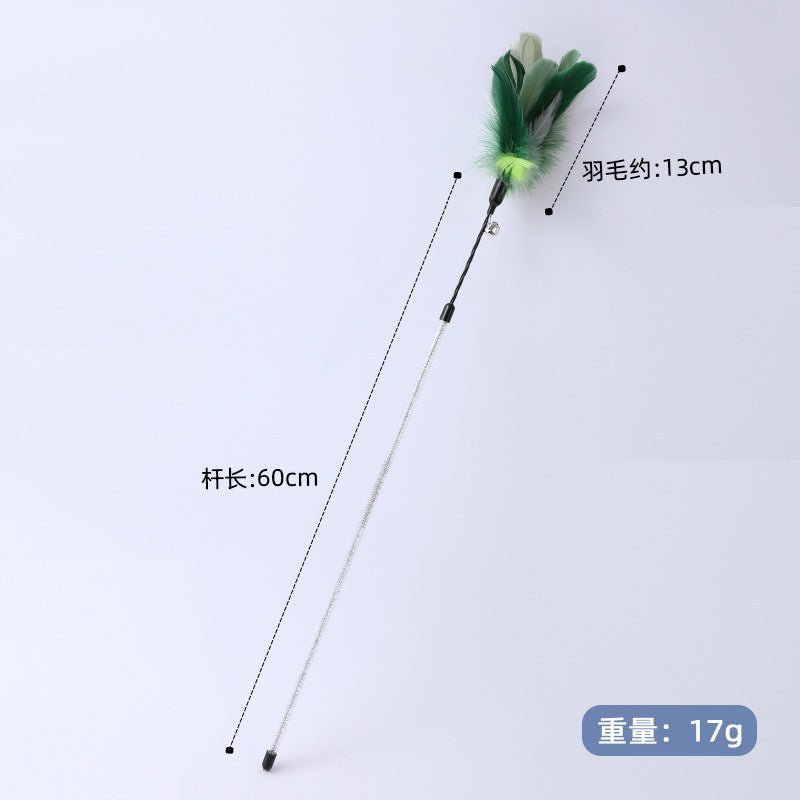 Ready Stock Wholesale & OEM 60cm Big Feather Funny Cat Stick With Bell - Feisuo Pet