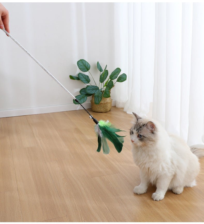 Ready Stock Wholesale & OEM 60cm Big Feather Funny Cat Stick With Bell - Feisuo Pet