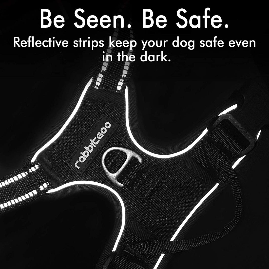 Ready Stock Wholesale & OEM Black Dog Harness with reflective strips Adjustable Soft Padded Dog Vest - Feisuo Pet