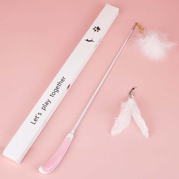 Ready Stock Wholesale & OEM Elegant Feathers Plastic Handle Retractable Cat Stick With 1pcs Replacement Head | Feisuo Pet