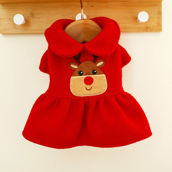 Ready Stock Wholesale & OEM Christmas Red Elk Dress Pet Clothing - Feisuo Pet
