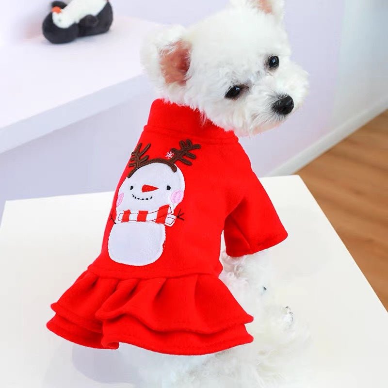 Ready Stock Wholesale & OEM Christmas Snowman Elk Red Pet Winter Dress - Feisuo Pet