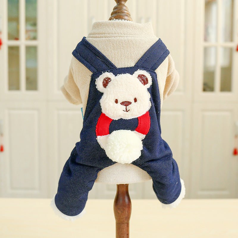 Ready Stock Wholesale & OEM Cute Bear Fake Denim Overalls Pet Coat - Feisuo Pet