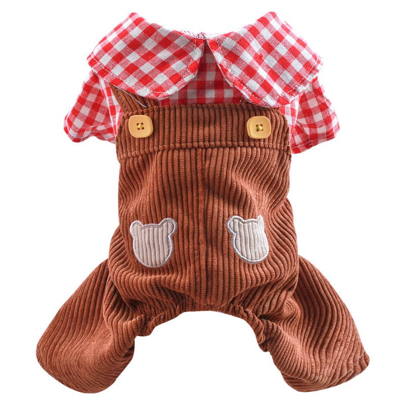 Ready Stock Wholesale & OEM Cute Bear Plaid Pet Overalls Jumpsuit - Feisuo Pet