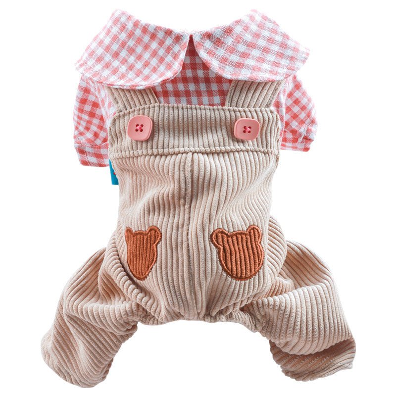 Ready Stock Wholesale & OEM Cute Bear Plaid Pet Overalls Jumpsuit - Feisuo Pet