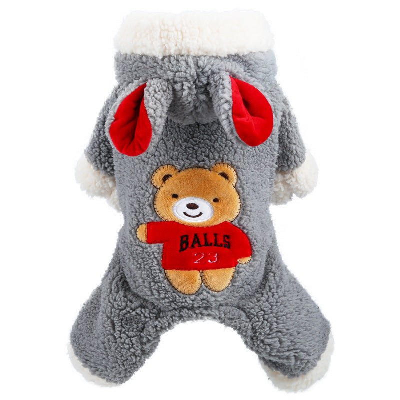 Ready Stock Wholesale & OEM Cute Grey Bear Thick Fleece Pet Jumpsuits - Feisuo Pet