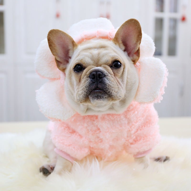 Ready Stock Wholesale &OEM Cute Pink Flower Hoodie Warm Coat for Fat Dog Bulldog - Feisuo Pet