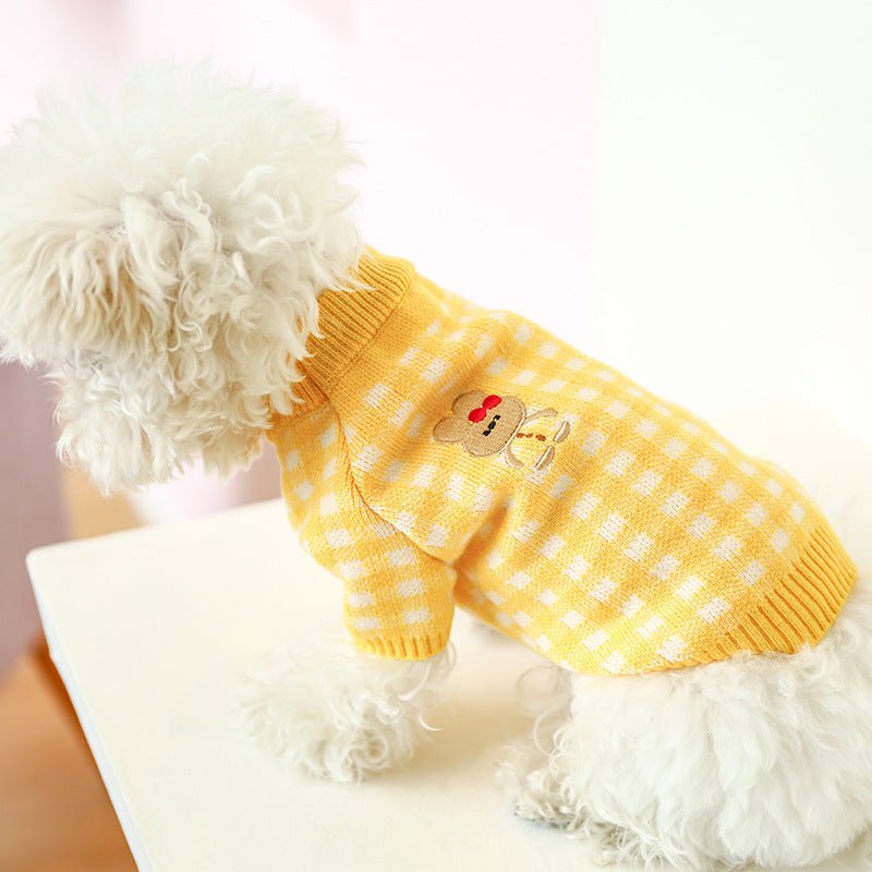 Ready Stock Wholesale & OEM Cute Rabbit Plaid Pet Knitted Sweater - Feisuo Pet