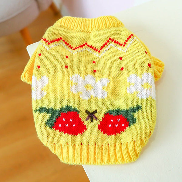 Ready Stock Wholesale & OEM Cute Yellow Strawberry Knitted Sweater for Pet - Feisuo Pet