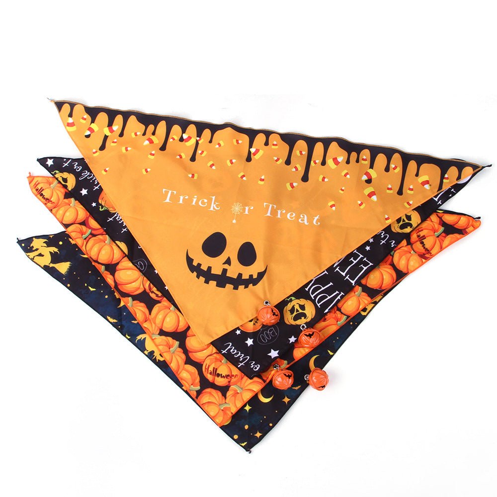 Ready Stock Wholesale & OEM Dog Cat Halloween Triangle Scarf With Bell - Feisuo Pet
