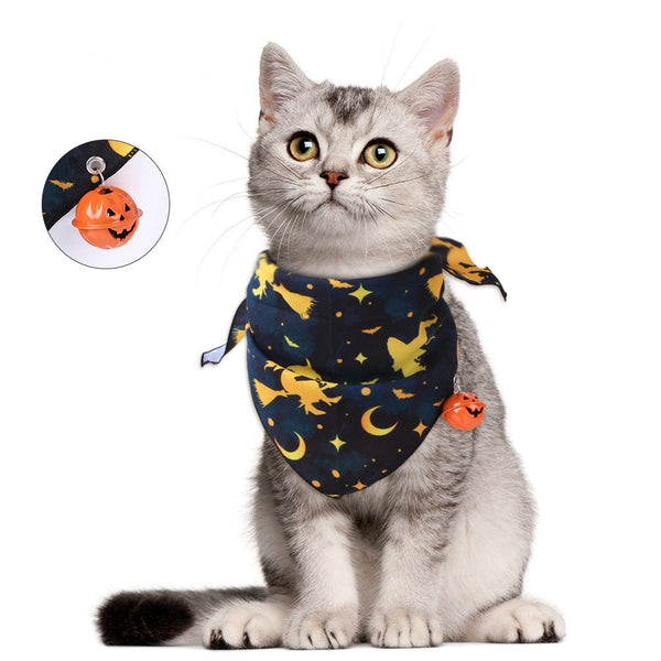 Ready Stock Wholesale & OEM Dog Cat Halloween Triangle Scarf With Bell | Feisuo Pet