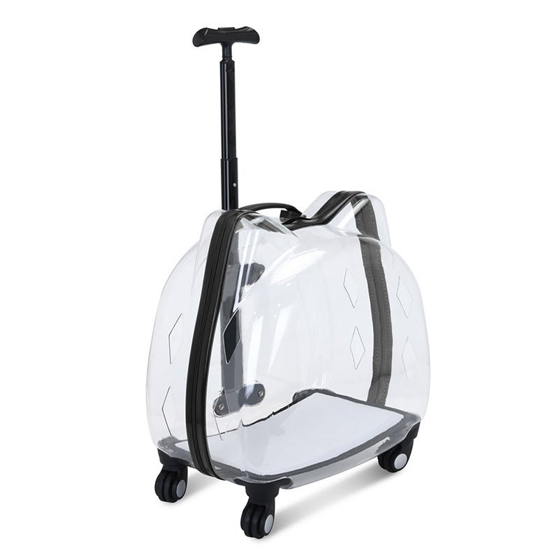 Ready Stock Wholesale & OEM Fully Transparent Cat Shape Pet Trolley Case Cat Carrier - Feisuo Pet