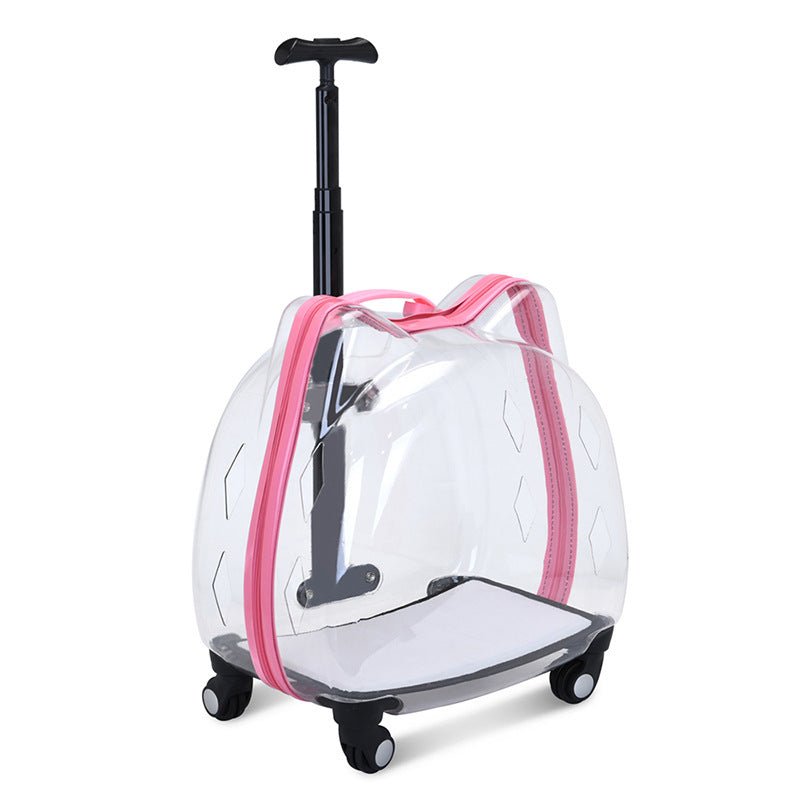 Ready Stock Wholesale & OEM Fully Transparent Cat Shape Pet Trolley Case Cat Carrier - Feisuo Pet