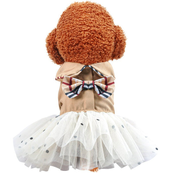 Ready Stock Wholesale & OEM Khaki Polka Dot Tulle Dress - Feisuo Pet