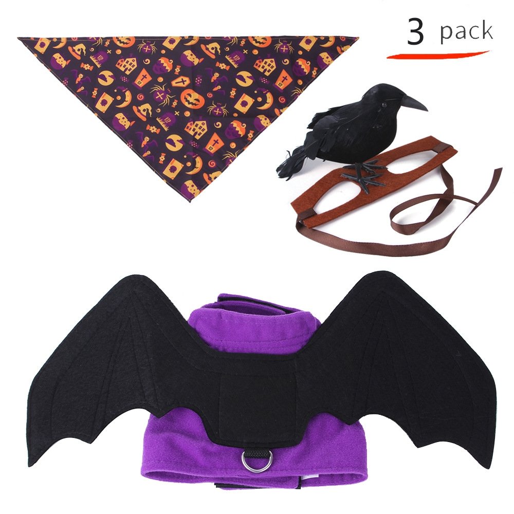 Ready Stock Wholesale & OEM New 3pcs Bat Wing Suit Set Dog Halloween Clothing - Feisuo Pet