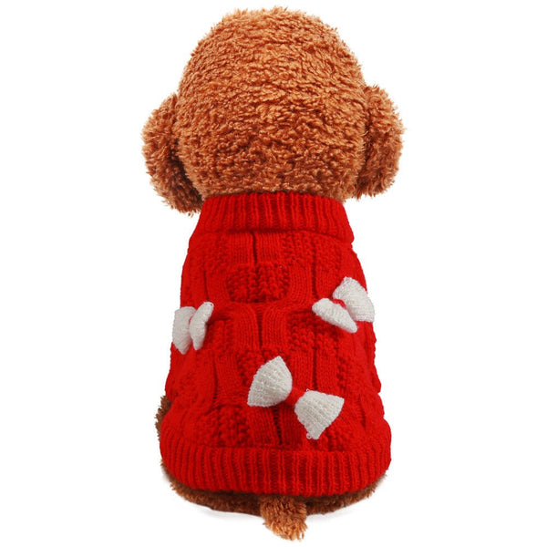Ready Stock Wholesale & OEM New Year Red Bow Tie Pet Knitted Sweater Coat - Feisuo Pet
