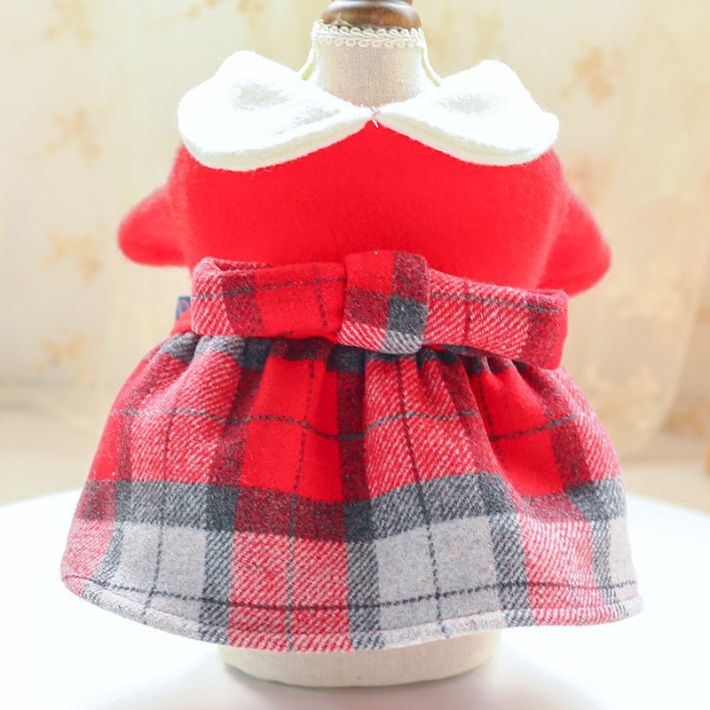 Ready Stock Wholesale & OEM Noble Red Lattice Pet Woolen Dress - Feisuo Pet