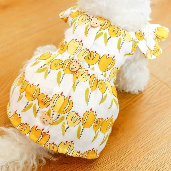 Ready Stock Wholesale & OEM Pastoral Floral Pet Dog Cat Dress - Feisuo Pet