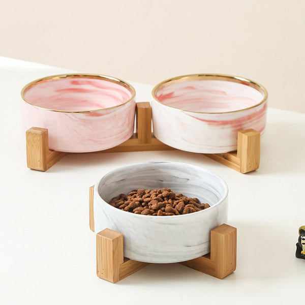 Ready Stock Wholesale & OEM Pet Ceramic Bowl With Wooden Stand | Feisuo Pet