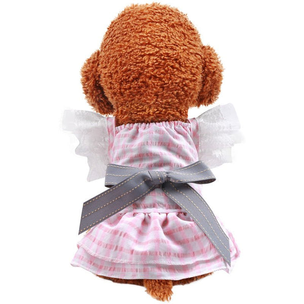 Ready Stock Wholesale & OEM Pink Plaid Bow Tie Pet Dress - Feisuo Pet