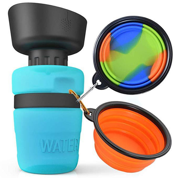 Ready Stock Wholesale & OEM Portable Travel Water Bottle + Foldable Bowl Suit Set for Pet Outdoor Drink &Feeding | Feisuo Pet