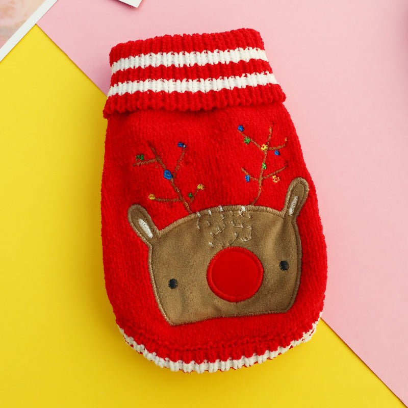 Ready Stock Wholesale & OEM Red Christmas Elk Pet Sweater - Feisuo Pet