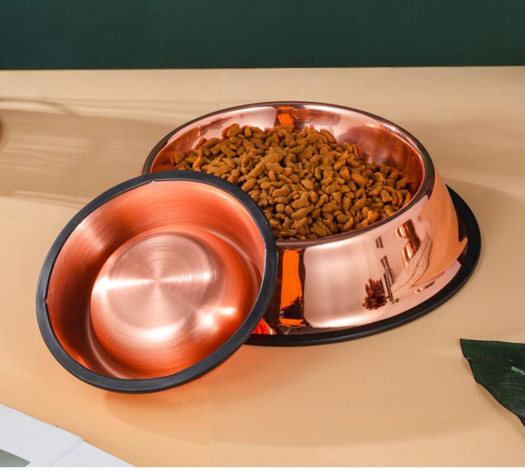 Ready Stock Wholesale & OEM Rose Gold Color Anti-slip Stainless Steel Pet Bowl - Feisuo Pet