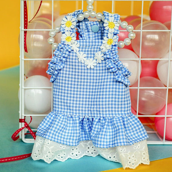 Ready Stock Wholesale & OEM Small Plaid Sun Flower Dress - Feisuo Pet