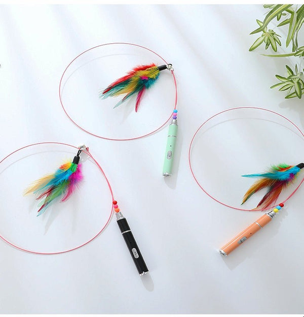 Ready Stock Wholesale & OEM USB Laser Wire Color Feather Funny Cat Stick - Feisuo Pet