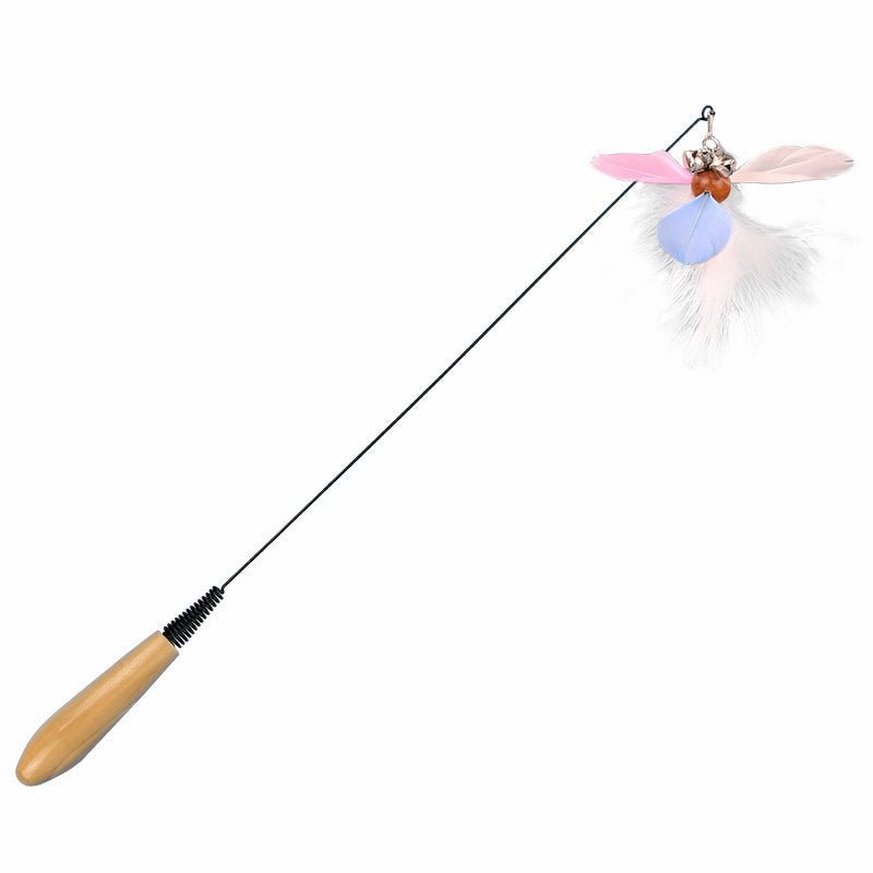 Ready Stock Wholesale & OEM Wooden Handle Spring Cat stick With Feather & Bell - Feisuo Pet