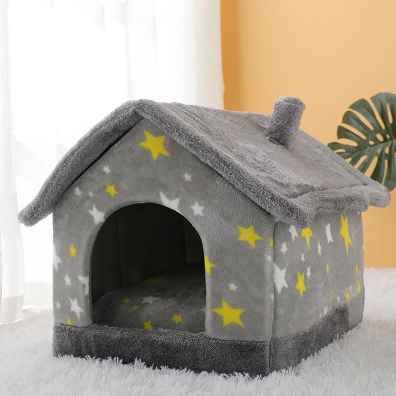 Wholesale & OEM Semi-closed Coral Fleece Pet Bed House Washable & Detachable - Feisuo Pet